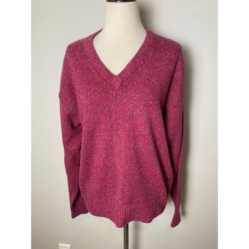 Vintage 90s Michael Jordan Lowell Dreyfus Silk Wool Blend Pink V-Neck Sweater M